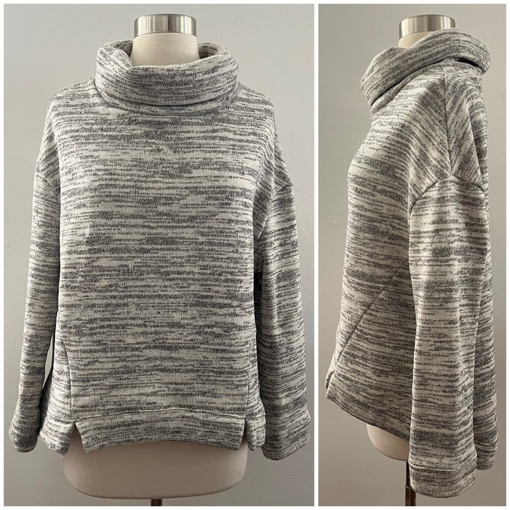 Anthropologie Saturday Sunday Knit Sweater Medium Gray Cowl Neck Neutral Modest